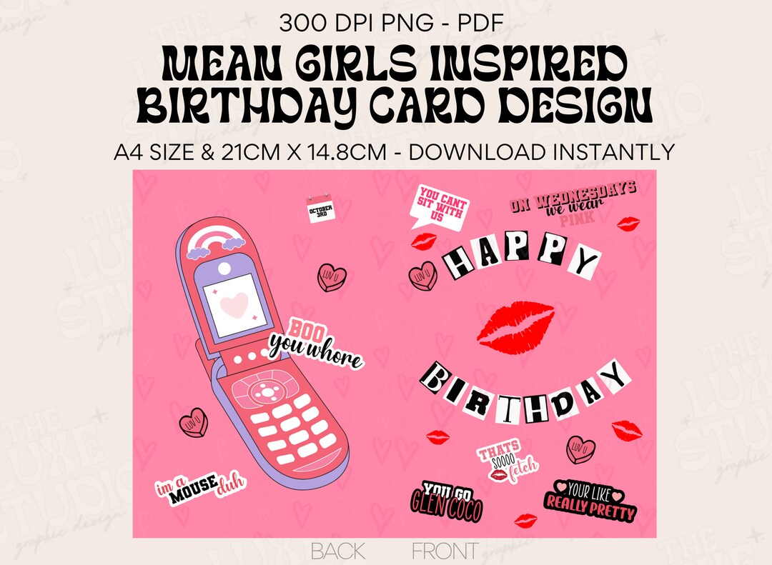 Mean Girls Inspired Birthday Card Birthday Card Template - Etsy