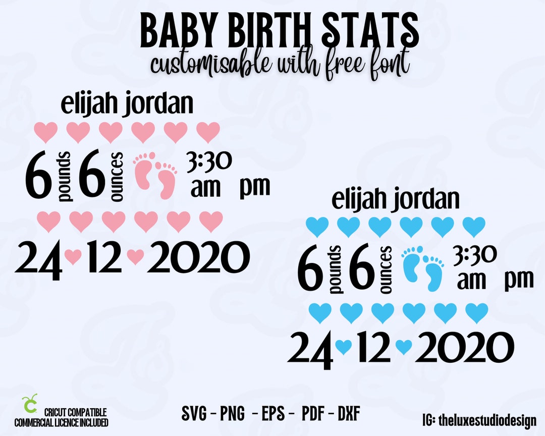 Baby Stats Svg, Birth Announcement Svg, Welcome Baby Svg, Newborn Svg ...
