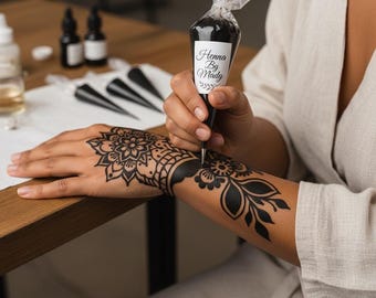 2 Fresh Jagua Cones with Stencils, Natural Black Temporary Tattoo