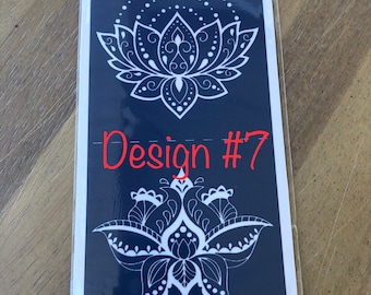 Reusable Jagua Henna Tattoo Stencil, Full Size