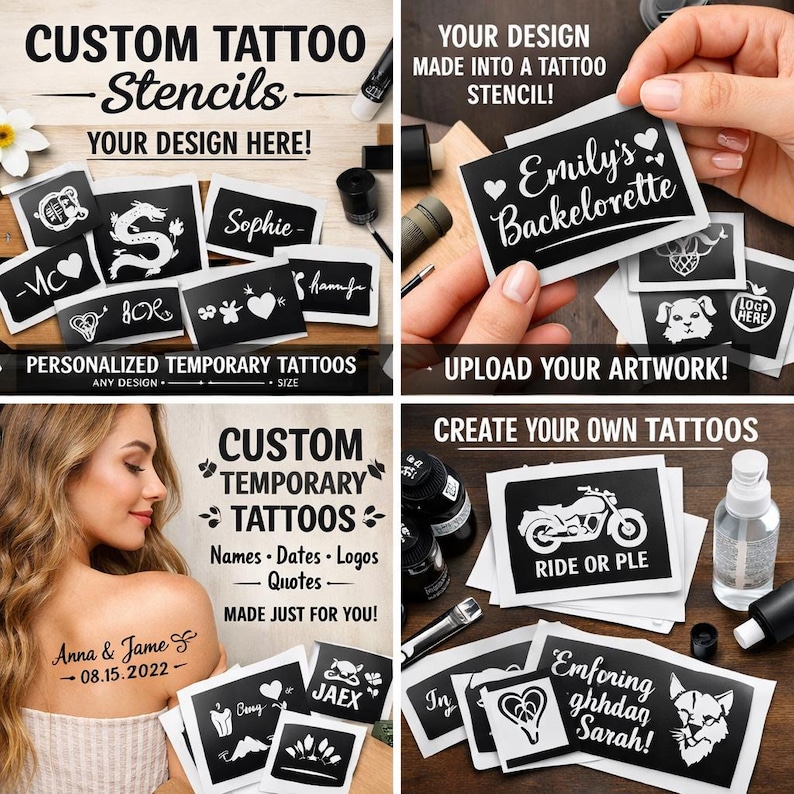 Fake Tattoo Drawing Ideascrease Personalized Stencil Designs Tattoo With Jagua Gel Cone || Costomized ...