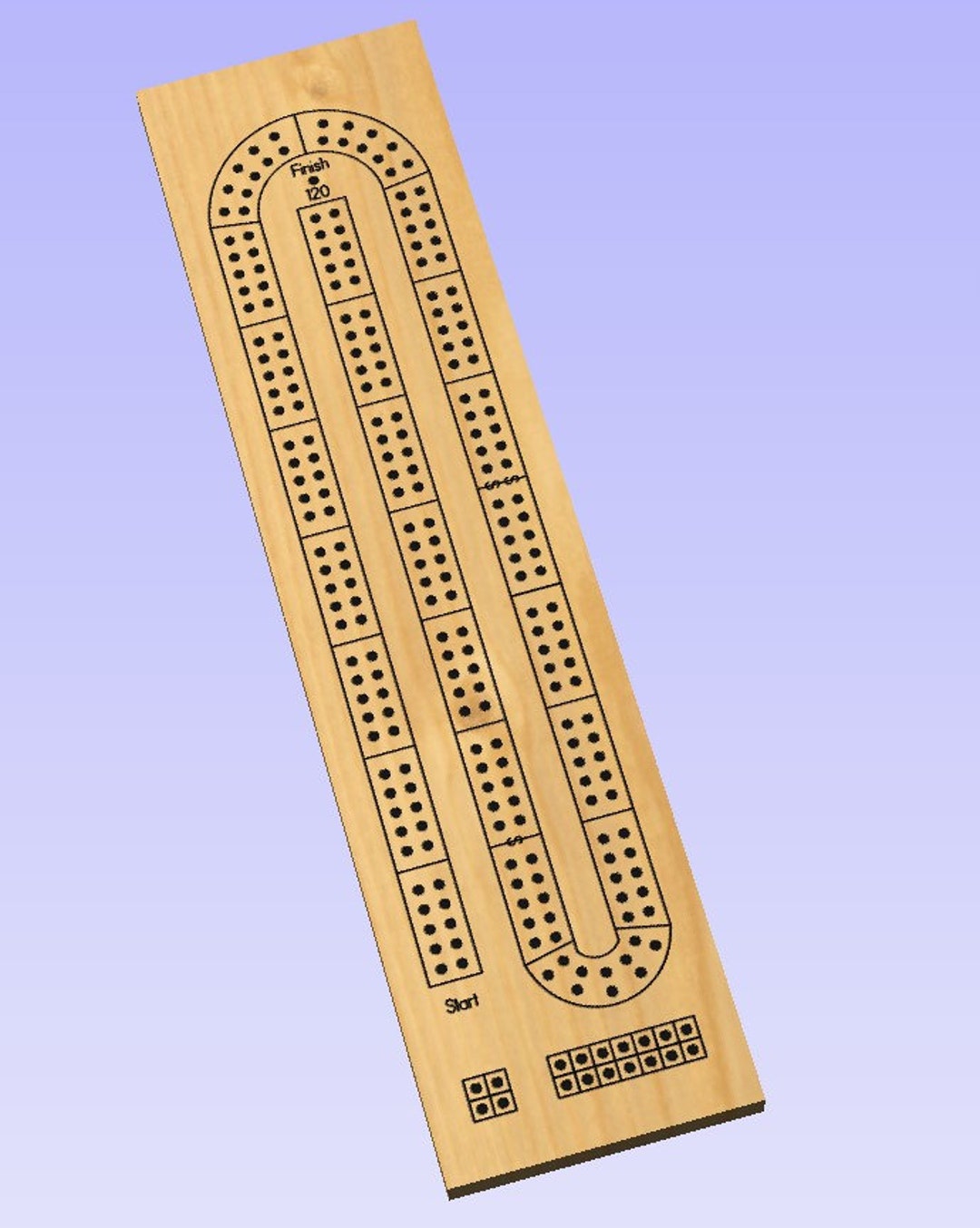 Narrow Cribbage Board, 2 Track With Outline Digital Vcarve .CRV File for CNC dxf, Svg, Ai, Eps