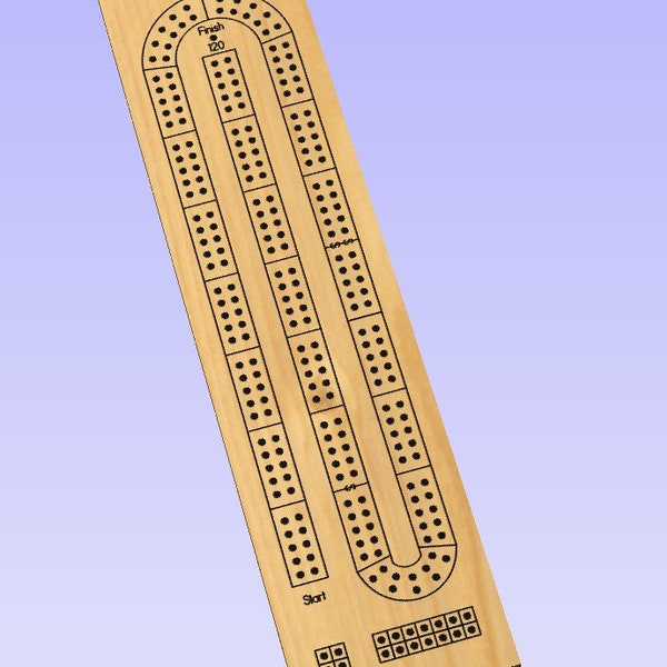 Narrow Cribbage Board, 2 track with outline Digital VCarve .CRV File for CNC   (Dxf, Svg, Ai, Eps, Pdf, Crv)