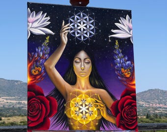 Syzygy - Original Art by EcemB Spiritual Psychedelic Cosmic Energy Wall Decor Trippy Mystical Poster visionary Sacred Geometry Aura Energy