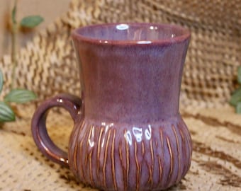 Amethyst Carved Bubble Handcrafted Ceramic Mug