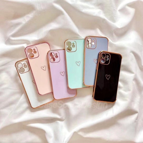 Electroplate Cute Heart Iphone 14 13 12 11 Pro Max Case Iphone Etsy