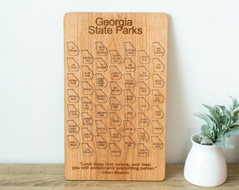 Georgia State Parks Tracker Sign | Wooden GA St Park Board | Wood Puzzle Map