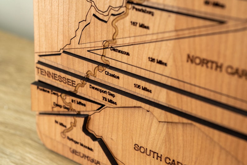 Appalachian Trail Hiker Tracker | Wooden Section Map, Customizable image 8