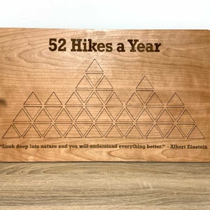 Custom 52 Hikes in 52 Weeks Peak Bagging Tracker Sign One Hike Per Week Per Year Peak Board Wood Mountain Puzzle Map image 3