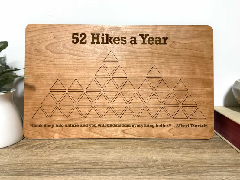 Custom 52 Hikes in 52 Weeks Peak Bagging Tracker Sign One Hike Per Week Per Year Peak Board Wood Mountain Puzzle Map image 3