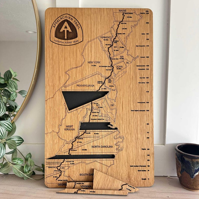 Appalachian Trail Hiker Tracker | Wooden Section Map, Customizable image 10
