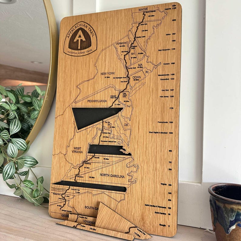 Appalachian Trail Hiker Tracker | Wooden Section Map, Customizable image 12