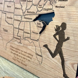 Gepersonaliseerde race in 50 staten trackerbord | Whake Studios-bucketlist | Bijhouden in welke Amerikaanse staten je hebt geracet | Kies een willekeurige afstand