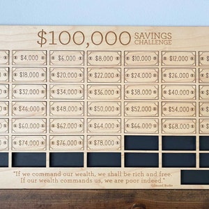 Savings Tracker | Money Savings Challenge | Custom Engraved Savings Board | 50k Savings | 100k Savings | 500k Savings