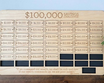 Savings Tracker | Money Savings Challenge | Custom Engraved Savings Board | 50k Savings | 100k Savings | 500k Savings