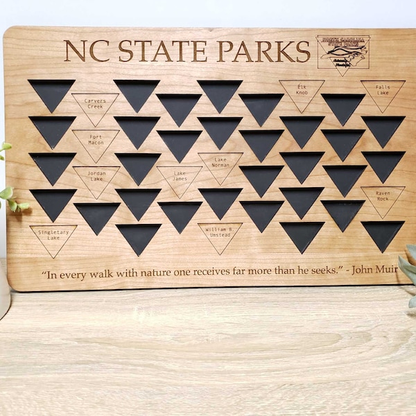 North Carolina State Parks Bucket List Board | All 41 NC State Parks Checklist | Wooden Map Puzzle Tracker