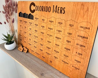 Colorado 14ers Peak Tracker Sign | Wood Hiking Summit Board