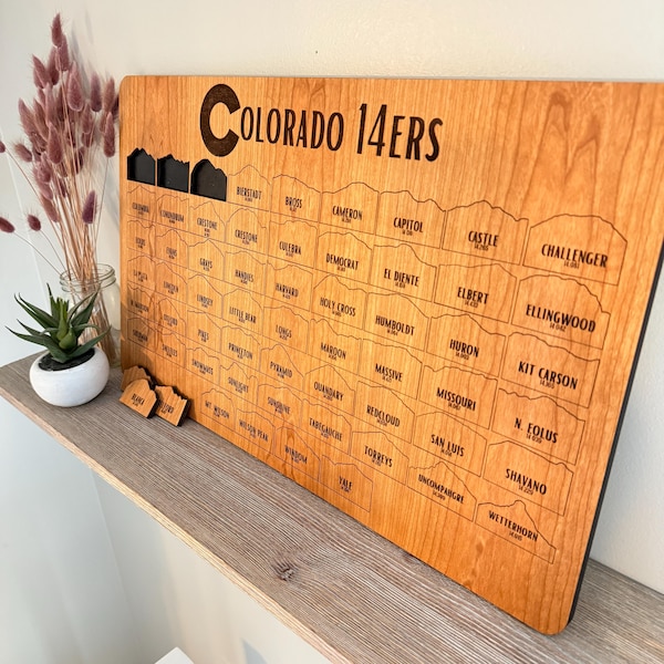 Colorado 14ers Peak Tracker Zeichen | Holz Wander Gipfelbrett