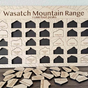 Wasatch Mountains Peak Absacken Tracker Zeichen | 11.000 Ft Utah Wasatch Mountain Wranglers Peak Brett | Holzgebirgskarte