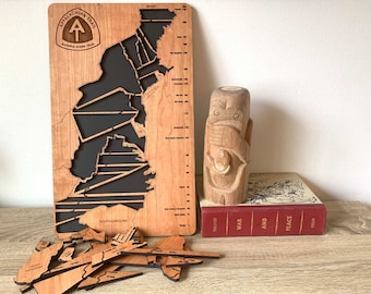 AT Section Hiker Bucket List Board | Wooden Tracker Map Through Appalachian Trail | Whake Studios | Section Thru Hiker Wall Art | Trail Name