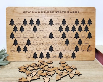 NH State Parks Tracker Panneau | Conseil d’administration de New Hampshire St Park | Carte du puzzle en bois