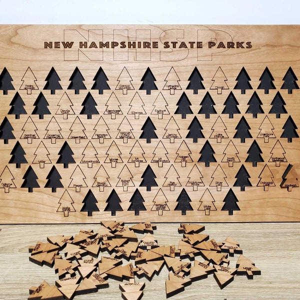 NH State Parks Tracker Sign | New Hampshire St Park Board | Wood Puzzle Map