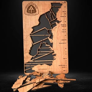 Appalachian Trail Hiker Tracker | Wooden Section Map, Customizable 25" x 15"
