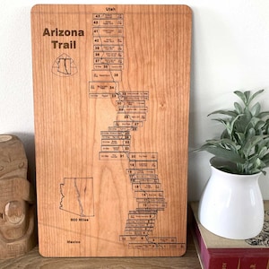 Arizona Trail Sectie Wandelaar Bucketlist Board | Houten trackerkaart door AZ Trail | Whake Studios | Muurkunst doorgang door wandelaar