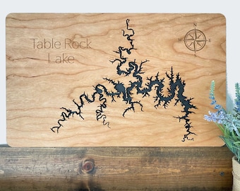 Table Rock Lake Wall Map | Wooden Engraved Map of Table Rock Lake Missouri | Lake Gift | Lake Decor | Wood Map