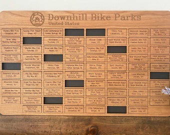 Mountain Biking Bucket List Board | Downhill Bike Parks in the US | Mountain Biking Gift | Bike Lover Gift