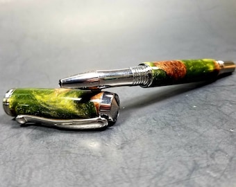 Handmade Wood Pen - Claro Walnut Burl - Resin Pour - Rollerball - Graduation - Gifts for her - Gifts for him - Desk Pen - Christmas Gift