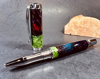 Handmade Wood Pen - Maple Burl - Resin Pour - Rollerball - Graduation - Gifts for her - Gifts for him - Mothers Day - Fathers Day - Birthday