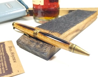 Handmade Wooden Pen - Basil Hayden Barrel Stave - Bourbon Barrel - Cigar Pen - Wood Pen - Ballpoint Pen - Father's Day - Stationery - Bar