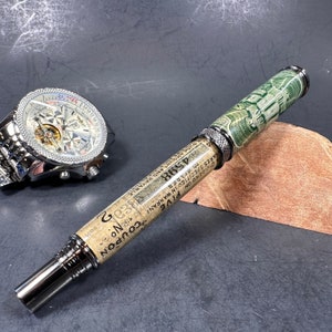 Custom Rollerball - Vintage Stock Certificate - Bankieren - Boekhouding - Afstuderen - Cadeaus voor haar - Cadeaus voor hem - Bureaupen - Kerstmis