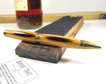 Handmade Wooden Pen - Buffalo Trace Barrel Stave - Bourbon Barrel - Cigar Pen - Wood Pen - Ballpoint Pen - Father's Day - Stationery - Bar