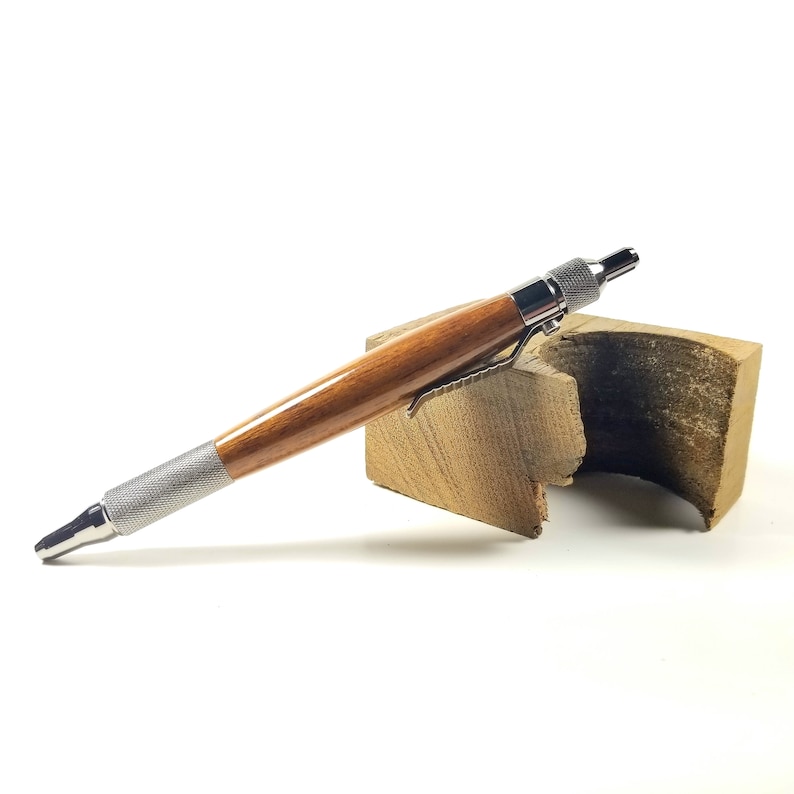 Ink Pen Teak Retirement Gift Historical Handmade Wood Pen Navy Deck Click Pen USS Des Moines Ballpoint Pen Gunmetal