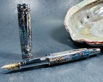 Handmade Pen - Paua Heart Abalone - Swarovski - Fountain Pen - Custom Pen - Graduation - Ink Pen - Fancy Pen - Gifts for her - Gifts for him