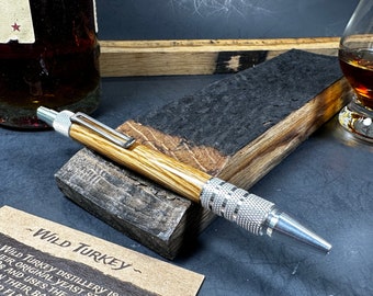 Handmade Wood Pen - Wild Turkey Barrel - Barrel Stave - Bourbon Barrel - Click Pen - Ballpoint - Ink Pen - Stationery Gift - EDC - Christmas