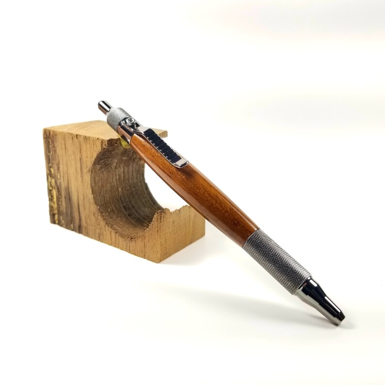 Ink Pen Teak Retirement Gift Historical Handmade Wood Pen Navy Deck Click Pen USS Des Moines Ballpoint Pen Gunmetal