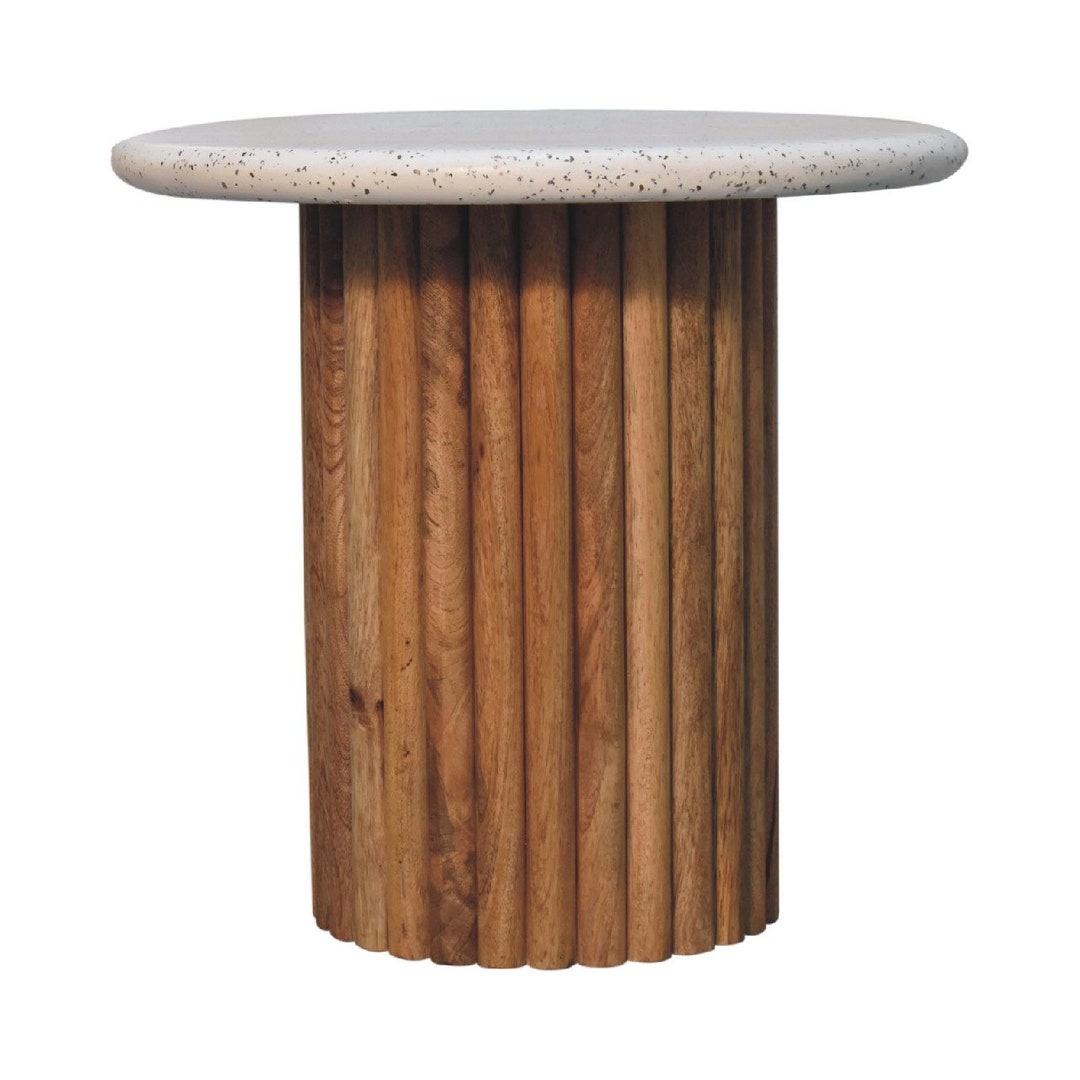 Ridge Edge Base End Table Terrazzo Surface Topped Finish Modern Home ...
