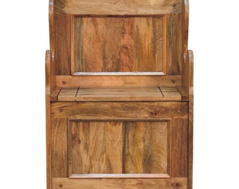 Monks Country Style Wooden Storage Bench | Entrance Way Furniture