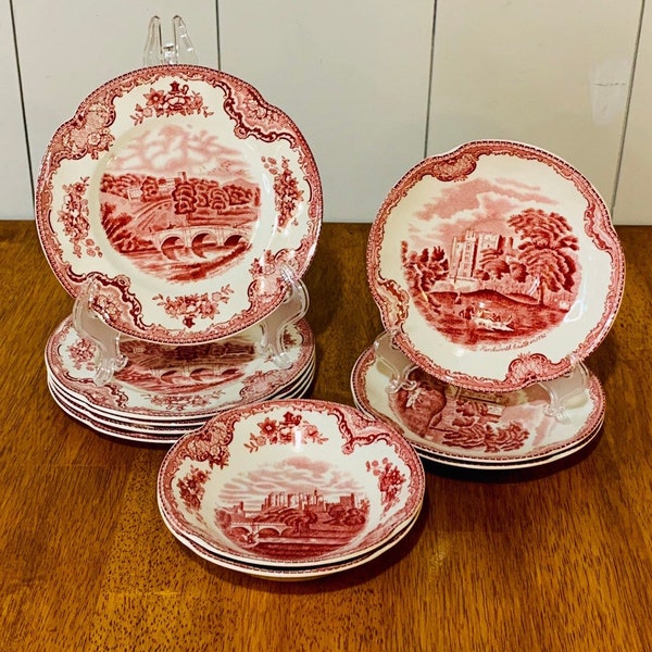 Johnson Brothers England Old Britain Castles Pink, With Crown, Vintage Antique Replacement Dinnerware Set