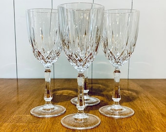 6 verres à vin en cristal, Antonie par Oneida, verres à pied vintage, articles de bar