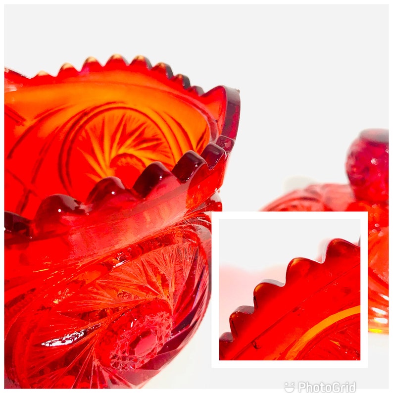 Vintage Ruby Red Depression Glass Covered Candy Dish EAPG Etsy