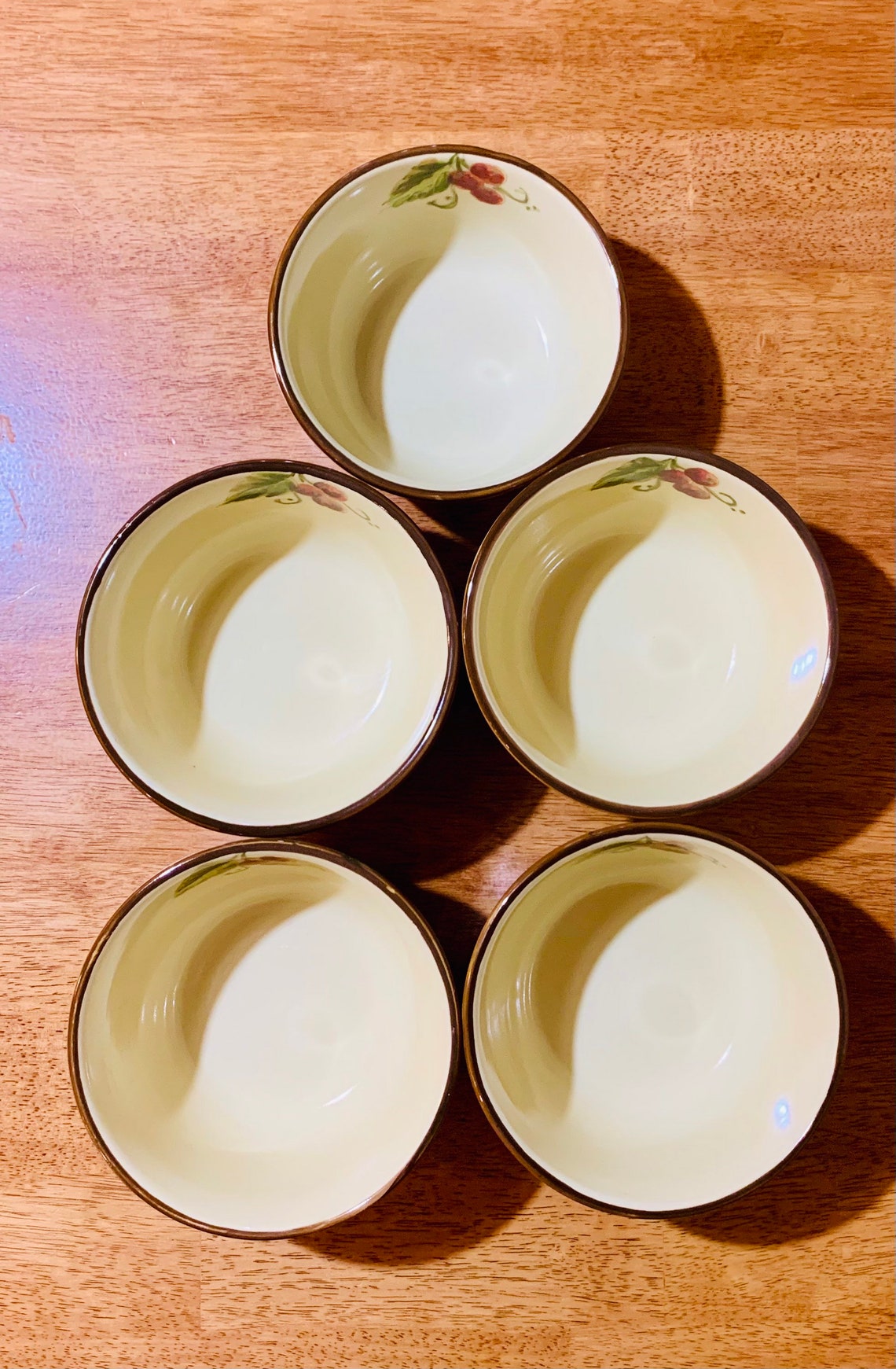 5 Large Deep Soup/Cereal Bowls Fruit Harvest by Maxcera Etsy