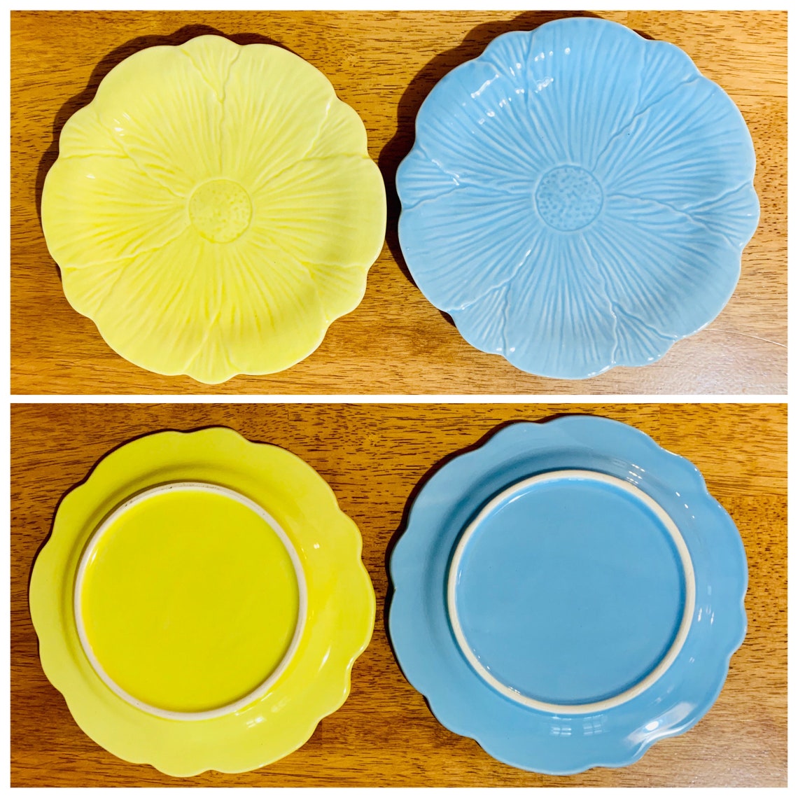 Yellow and Blue Floral Accent Plates Small Plates and Bowls Etsy