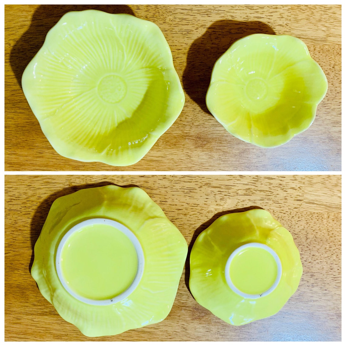 Yellow and Blue Floral Accent Plates Small Plates and Bowls Etsy