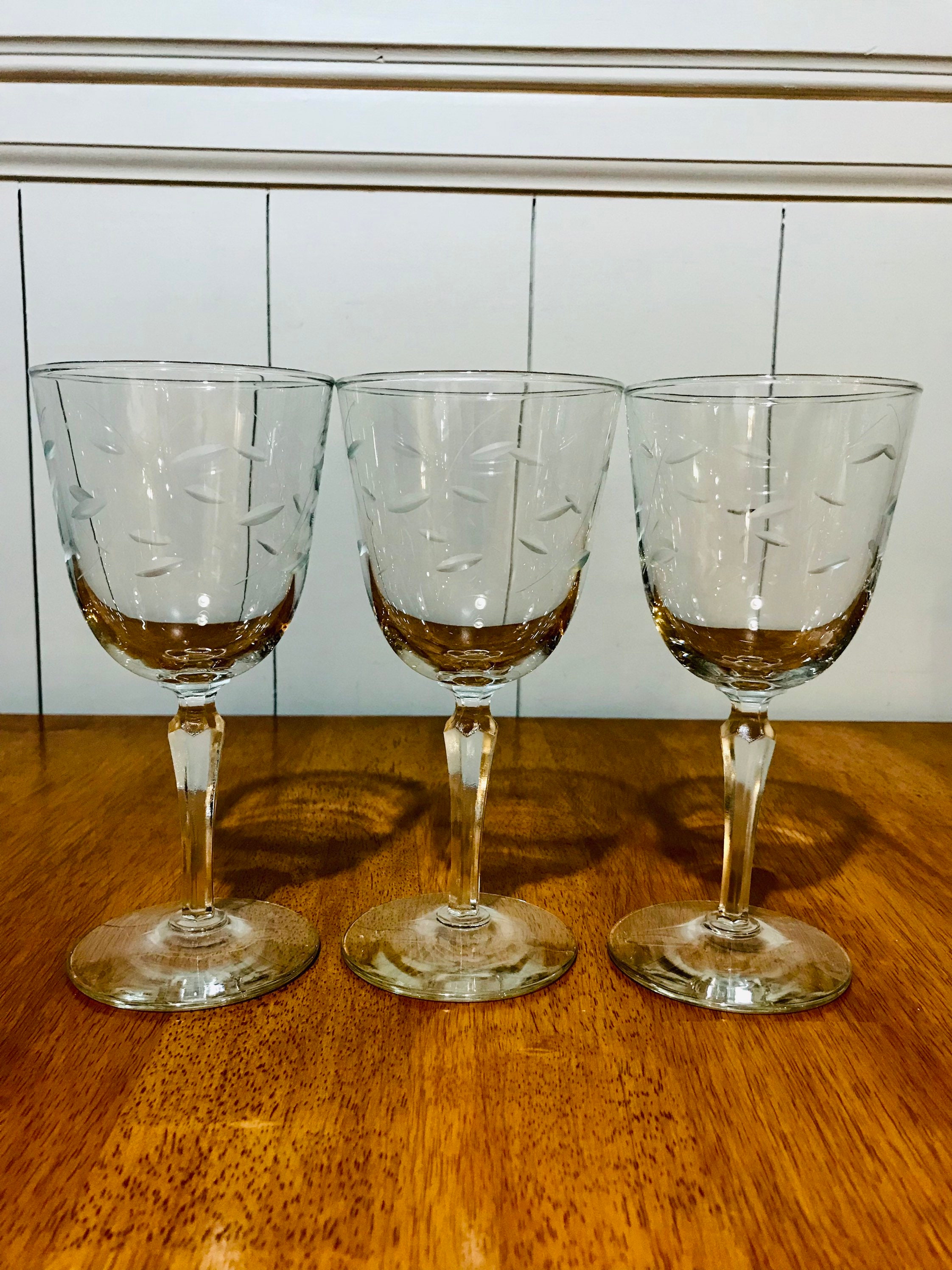 Princess House Etched Glass Crystal Drinking Glasses Wine Etsy