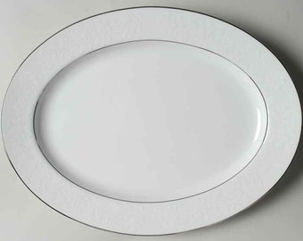 Noritake, Ranier (6909), 13" Oval Platter, Fine Bone China, Serving Pieces, Dinnerware Set, Platinum Trim