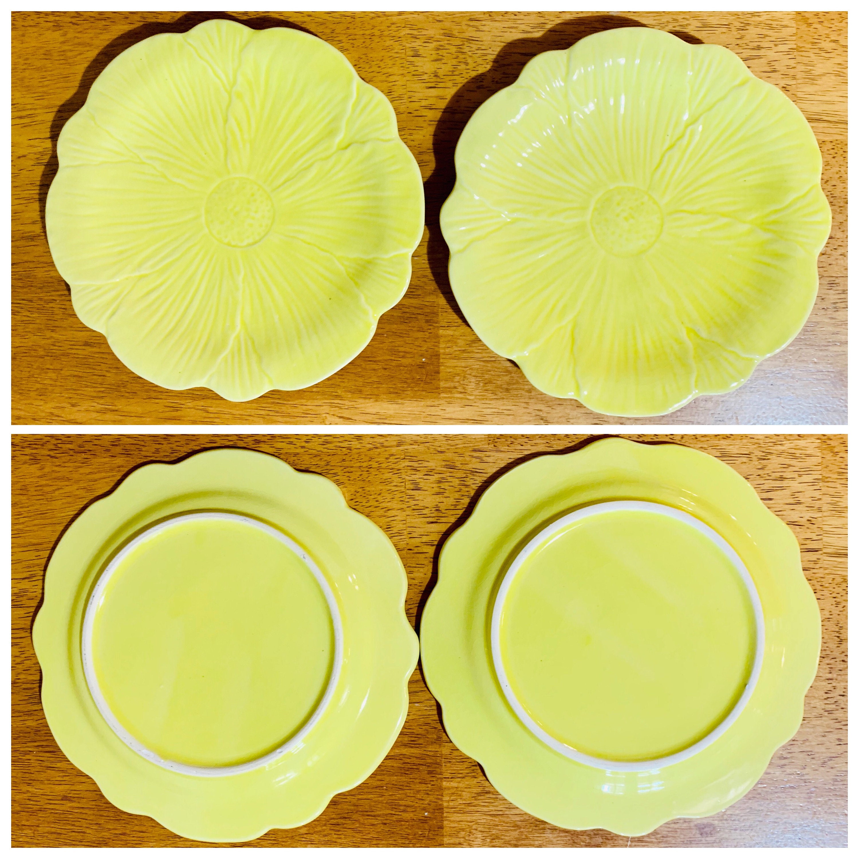 Yellow and Blue Floral Accent Plates Small Plates and Bowls Etsy